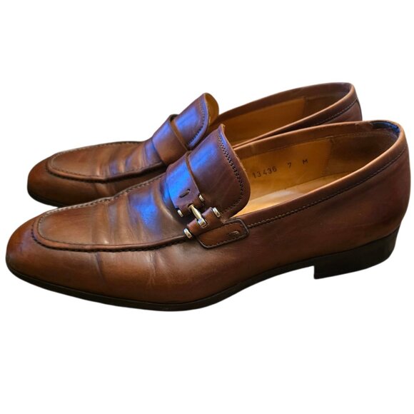 Men\'s Brown Leather MAGNANNI Slip-on Bit Loafer sz 7 main image 12
